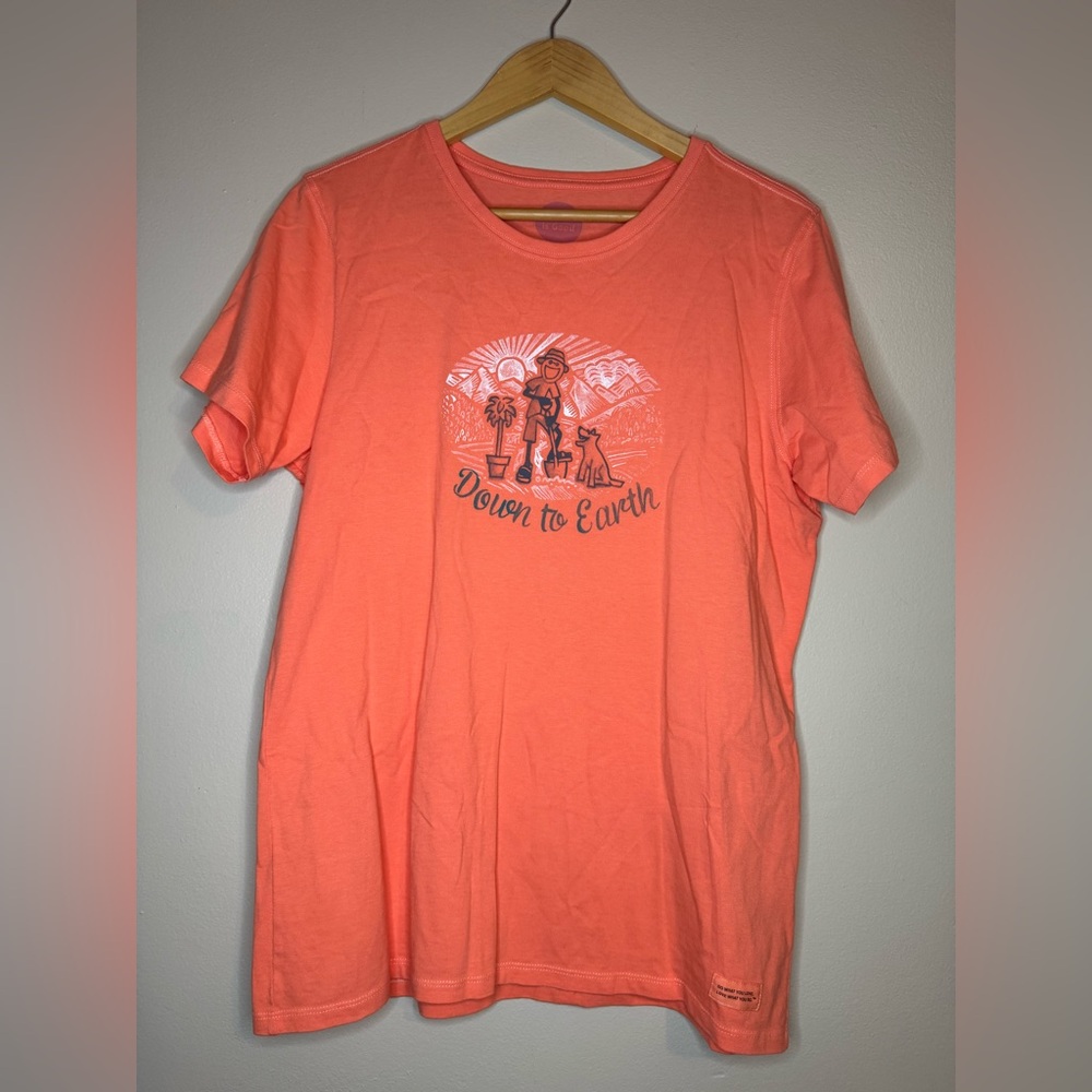 Life Is Good Down to Earth Graphic Tee Orange Women's L